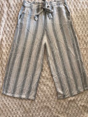 Volcom - Stripe Drawstring Wide-Leg Pants - Blue & White
